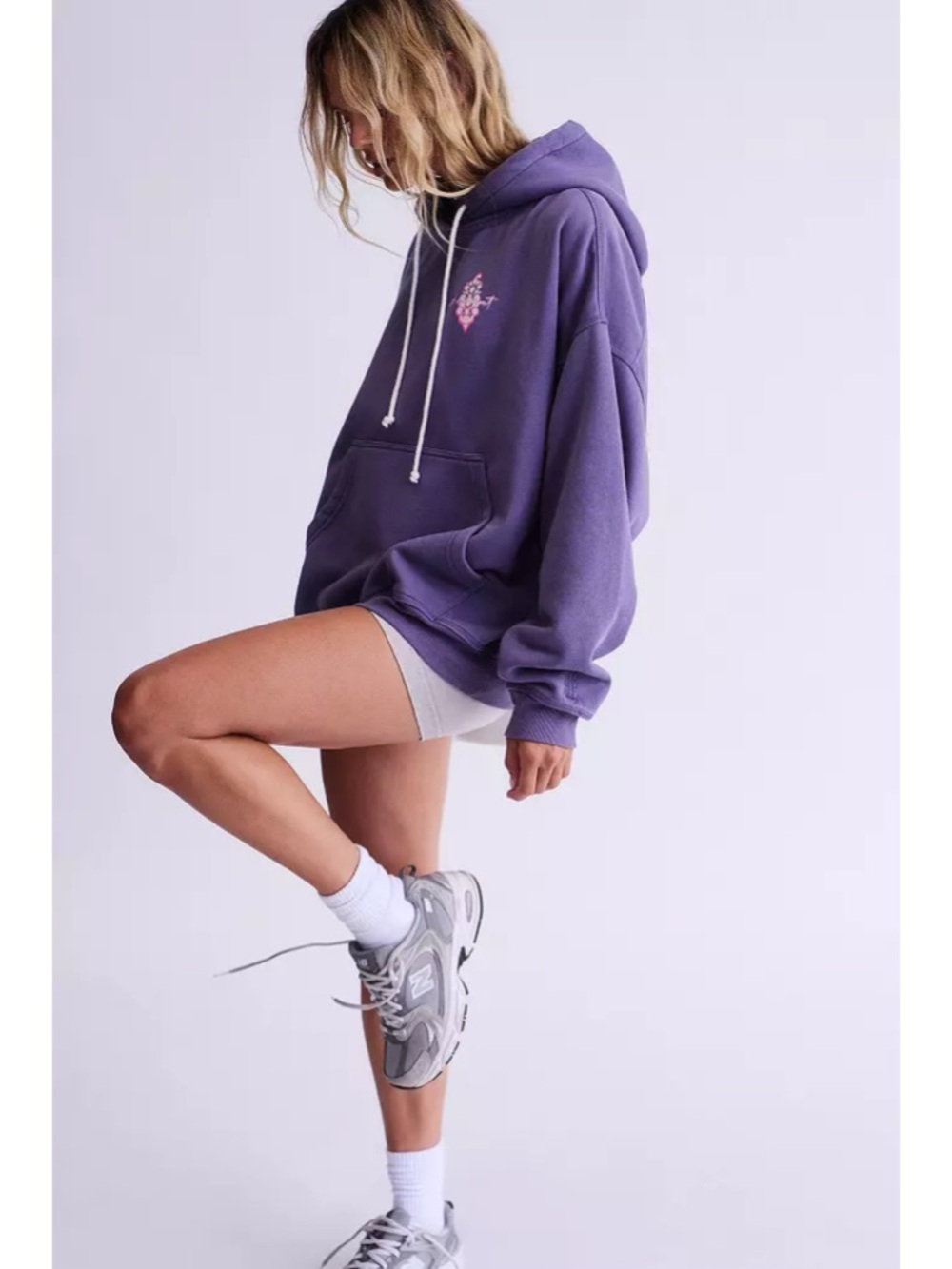 Sz L Free People Movement Final Call Front Logo Hoodie In Graphite Combo NWOT - Picture 8 of 9